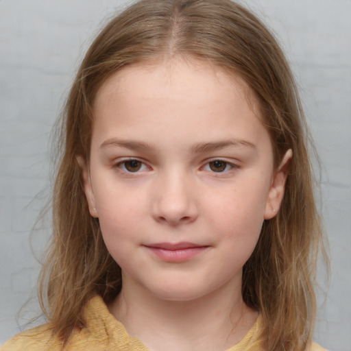 Neutral white child female with medium  brown hair and brown eyes