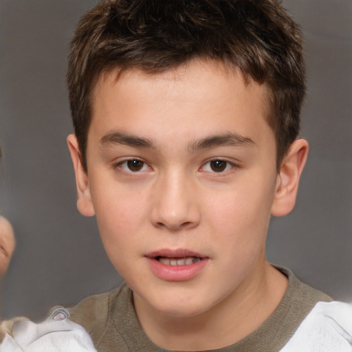 Neutral white child male with short  brown hair and brown eyes