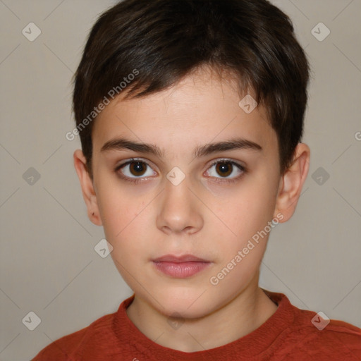 Neutral white child male with short  brown hair and brown eyes