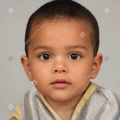 Neutral white child female with short  brown hair and brown eyes