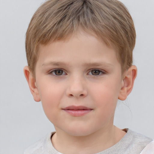 Neutral white child male with short  brown hair and grey eyes