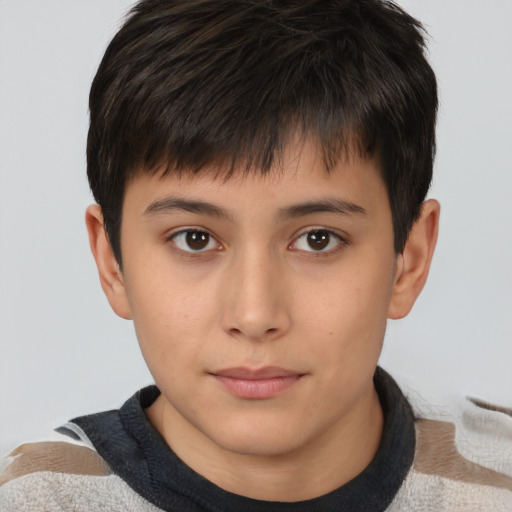 Neutral white child male with short  brown hair and brown eyes