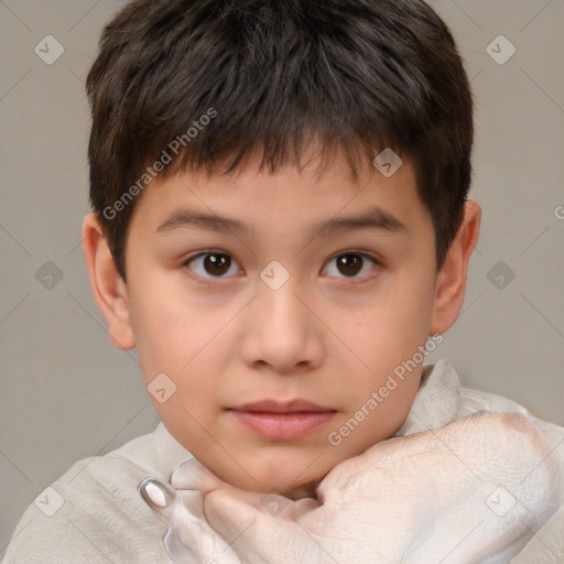 Neutral white child male with short  brown hair and brown eyes