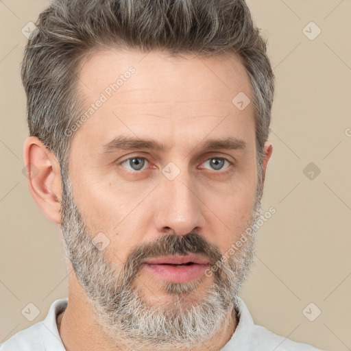 Neutral white adult male with short  brown hair and brown eyes