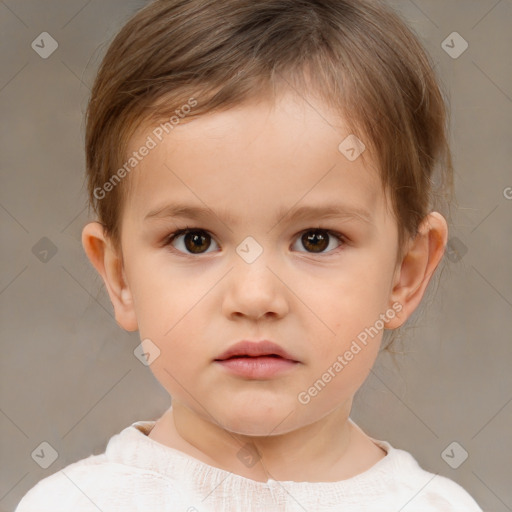 Neutral white child male with medium  brown hair and brown eyes