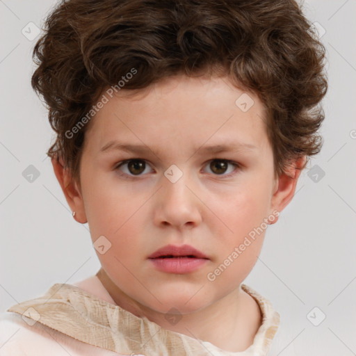 Neutral white child male with short  brown hair and brown eyes