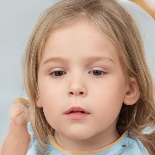 Neutral white child female with medium  brown hair and brown eyes