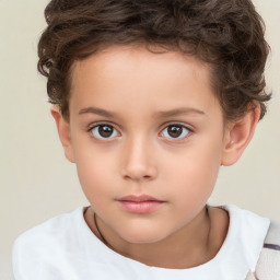 Neutral white child female with short  brown hair and brown eyes