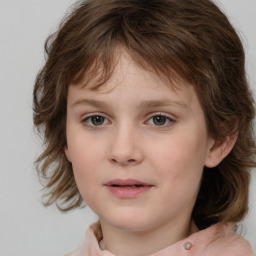 Neutral white child female with medium  brown hair and brown eyes