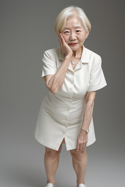 Korean elderly female with  blonde hair