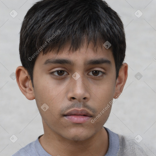 Neutral asian young-adult male with short  brown hair and brown eyes