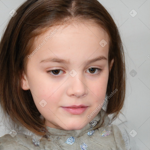 Neutral white child female with medium  brown hair and brown eyes