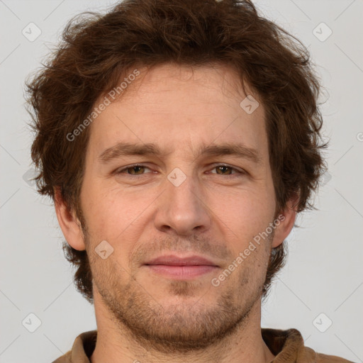 Neutral white adult male with short  brown hair and brown eyes