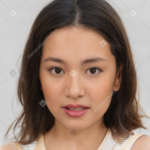 Neutral white child female with medium  brown hair and brown eyes