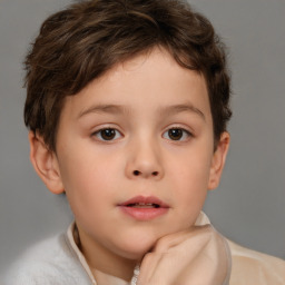 Neutral white child male with short  brown hair and brown eyes