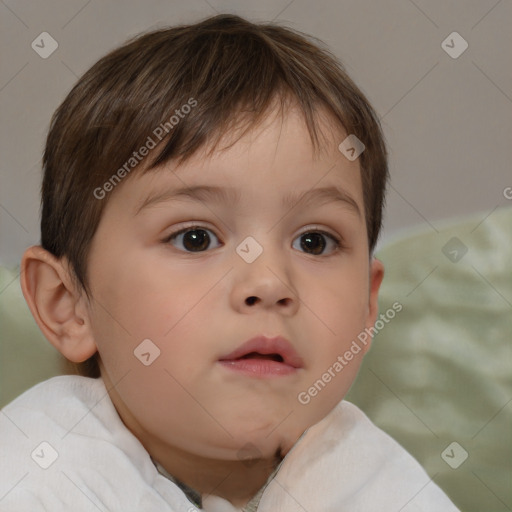 Neutral white child male with short  brown hair and brown eyes