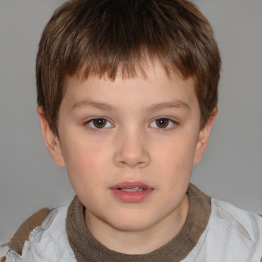 Neutral white child male with short  brown hair and brown eyes