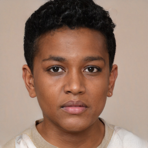 Neutral black child male with short  brown hair and brown eyes