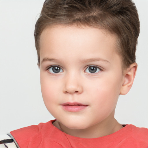 Neutral white child male with short  brown hair and brown eyes