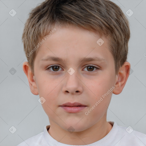 Neutral white child male with short  brown hair and brown eyes