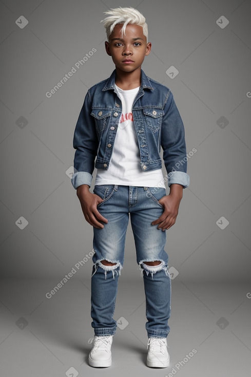 African american child boy with  white hair