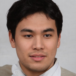 Neutral asian young-adult male with short  brown hair and brown eyes
