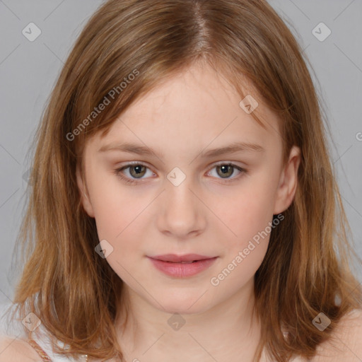 Neutral white child female with medium  brown hair and brown eyes