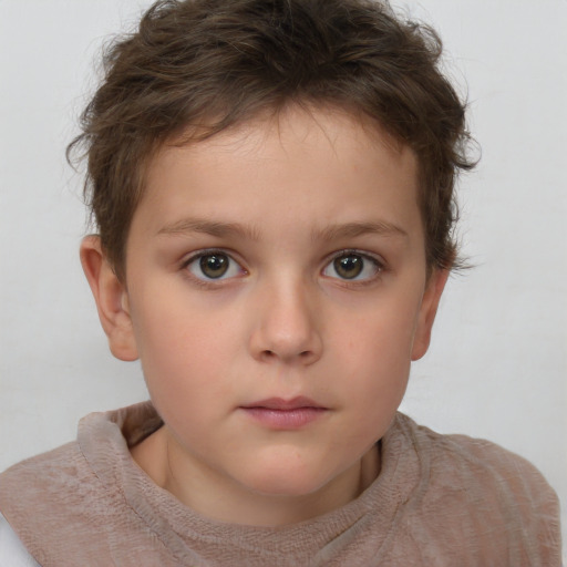 Neutral white child female with short  brown hair and brown eyes