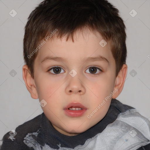 Neutral white child male with short  brown hair and brown eyes