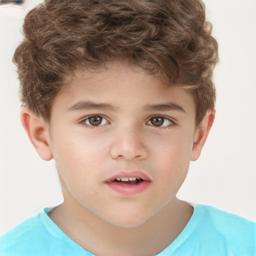 Neutral white child male with short  brown hair and brown eyes