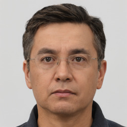 Neutral white adult male with short  brown hair and brown eyes