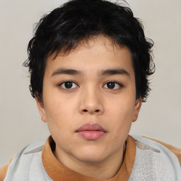 Neutral asian young-adult male with short  brown hair and brown eyes