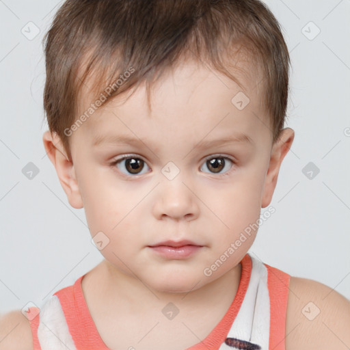 Neutral white child male with short  brown hair and brown eyes