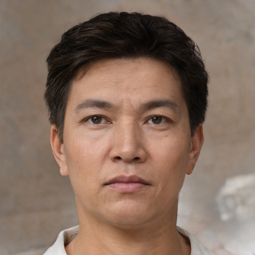 Neutral white adult male with short  brown hair and brown eyes