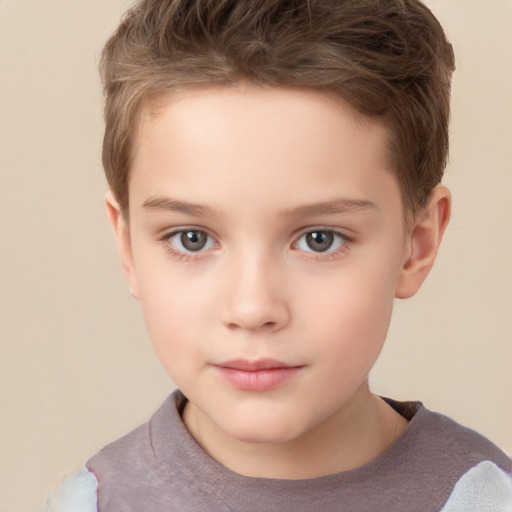 Neutral white child male with short  brown hair and brown eyes