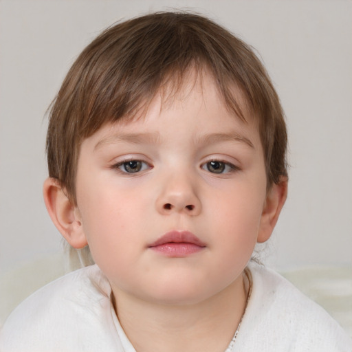 Neutral white child male with medium  brown hair and brown eyes