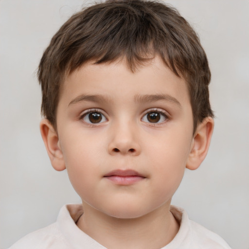 Neutral white child male with short  brown hair and brown eyes