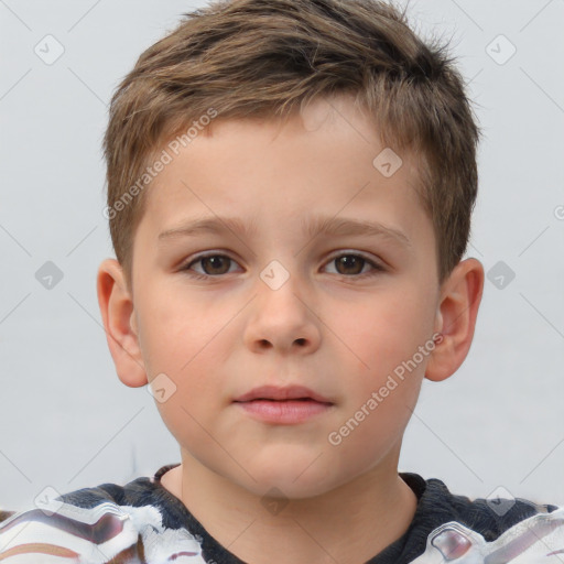 Neutral white child male with short  brown hair and brown eyes