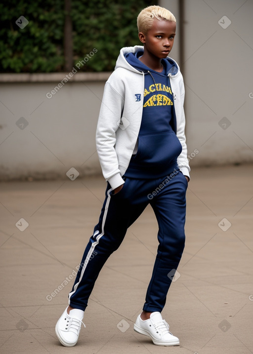 Tanzanian teenager boy with  blonde hair