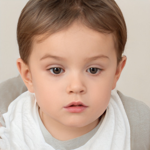 Neutral white child female with short  brown hair and brown eyes