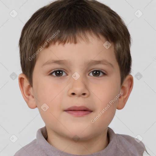 Neutral white child male with short  brown hair and brown eyes