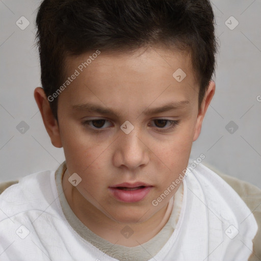 Neutral white child male with short  brown hair and brown eyes