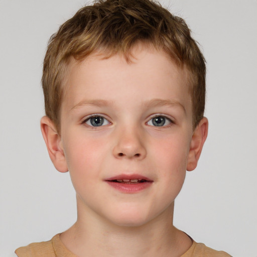 Neutral white child male with short  brown hair and brown eyes