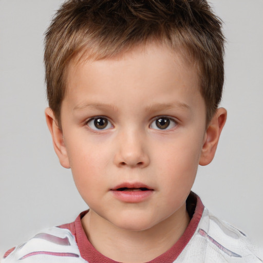 Neutral white child male with short  brown hair and brown eyes