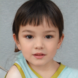 Neutral white child female with short  brown hair and brown eyes