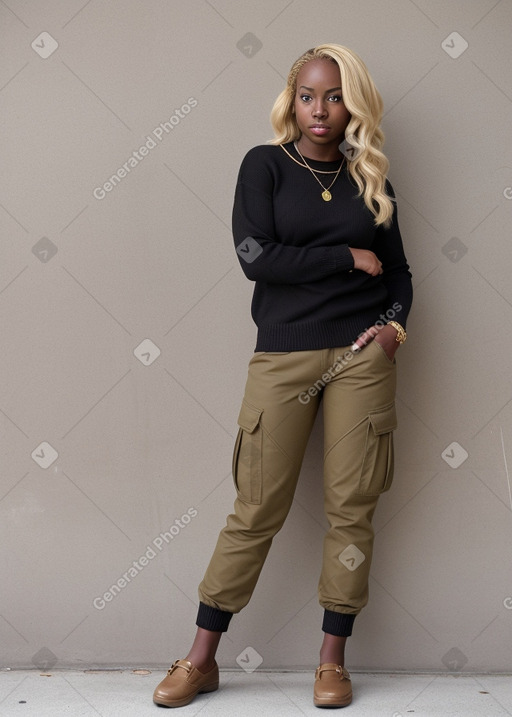 African american adult female with  blonde hair