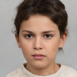 Neutral white child female with short  brown hair and brown eyes