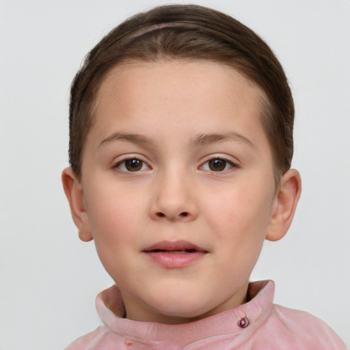 Neutral white child female with short  brown hair and brown eyes