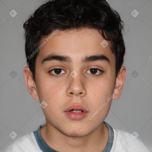 Neutral white child male with short  brown hair and brown eyes