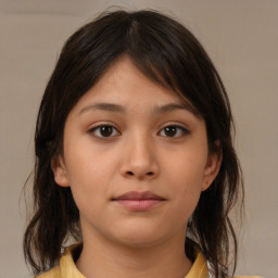 Neutral white child female with medium  brown hair and brown eyes